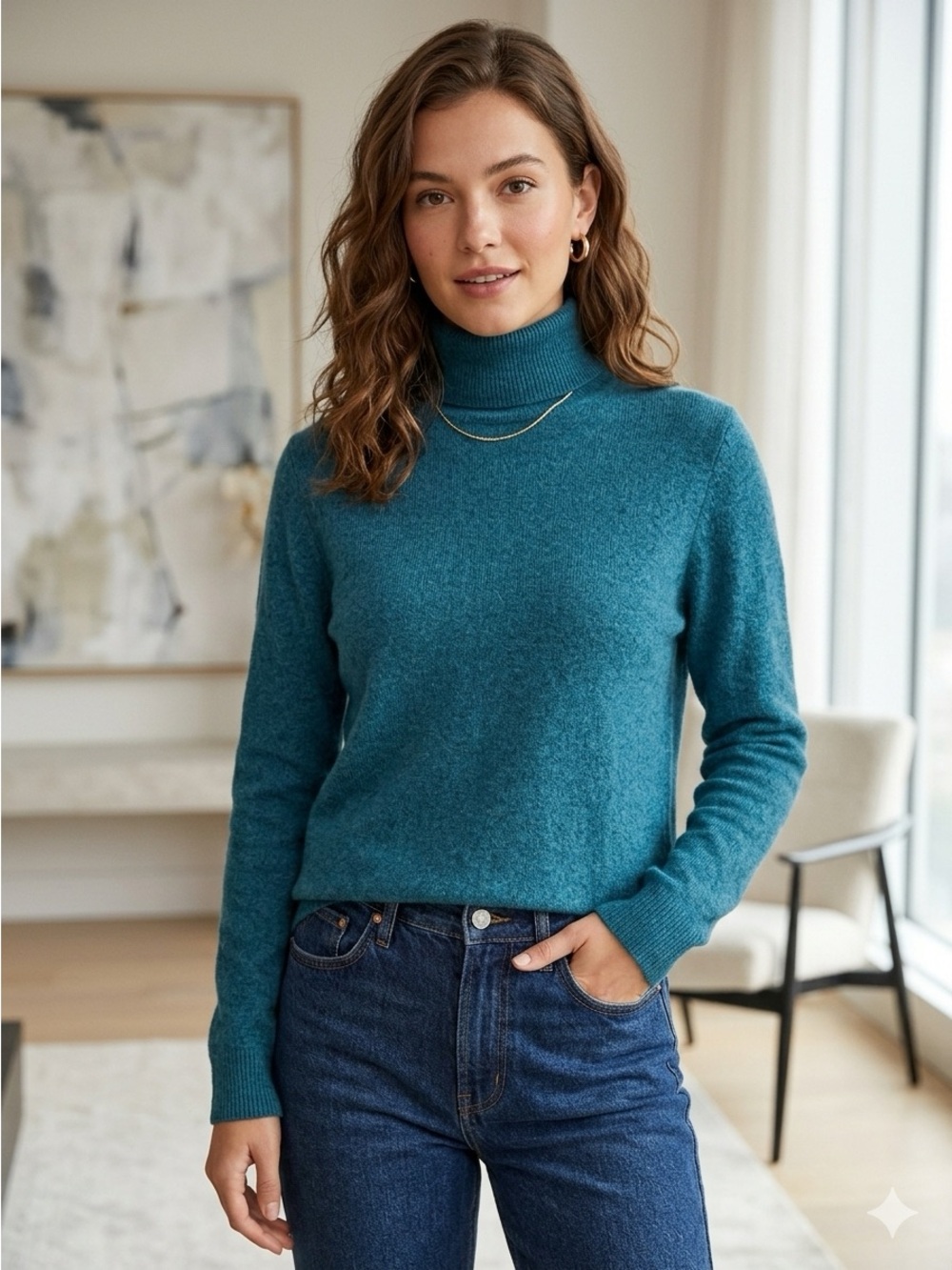 Charter Club Luxury sweater Turtleneck Women's Size Large Blue 100% cashmere - Picture 13 of 13